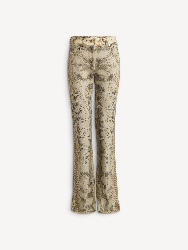 Python-print bootcut denim jeans