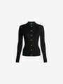Buttoned ribbed knit cardigan