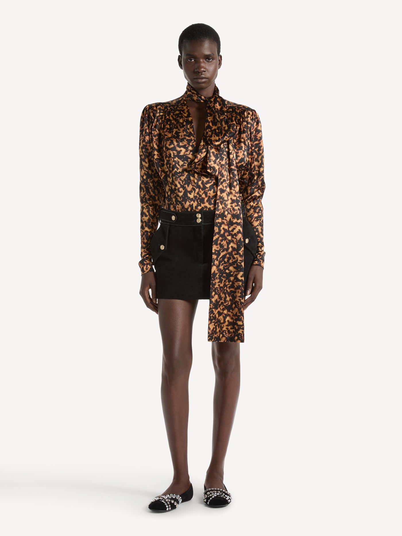 Short suede skirt