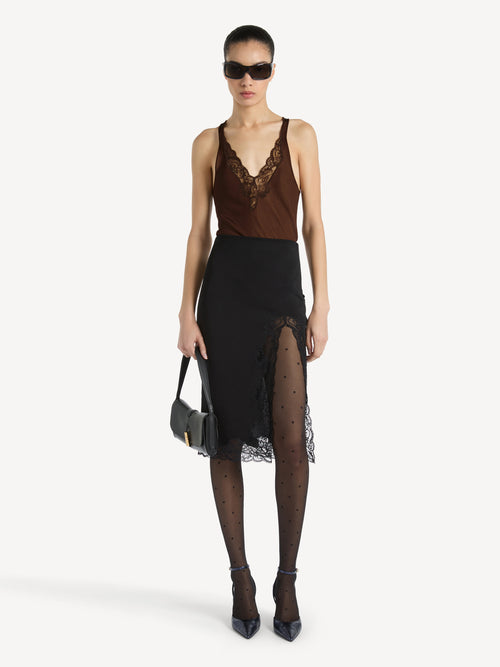 Knit vest top with lace