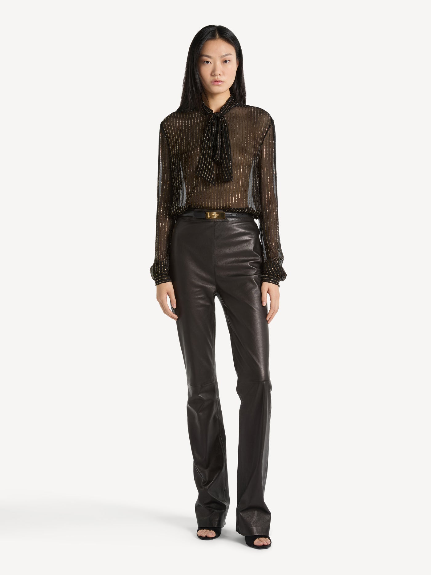 Chiffon blouse with tie detail and crystals