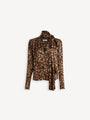 Printed satin blouse with tie detail