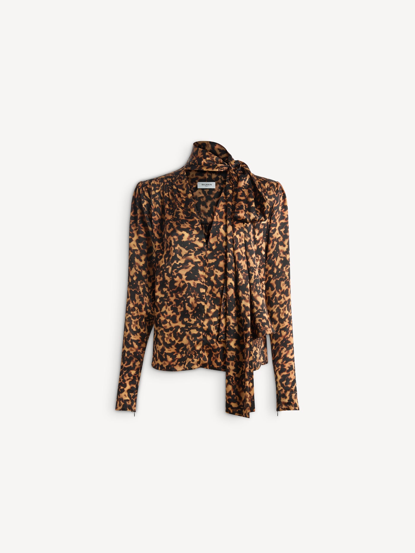 Blouse nouée en satin imprimé