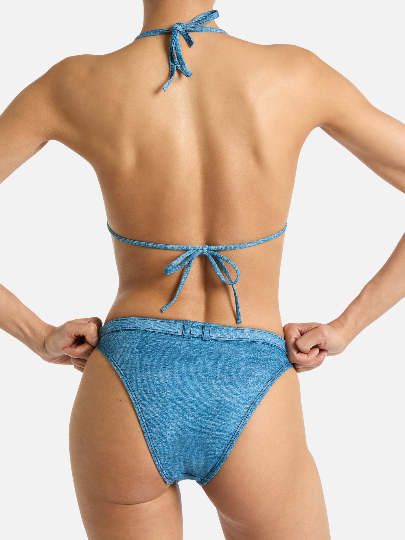 Denim two-piece swimsuit