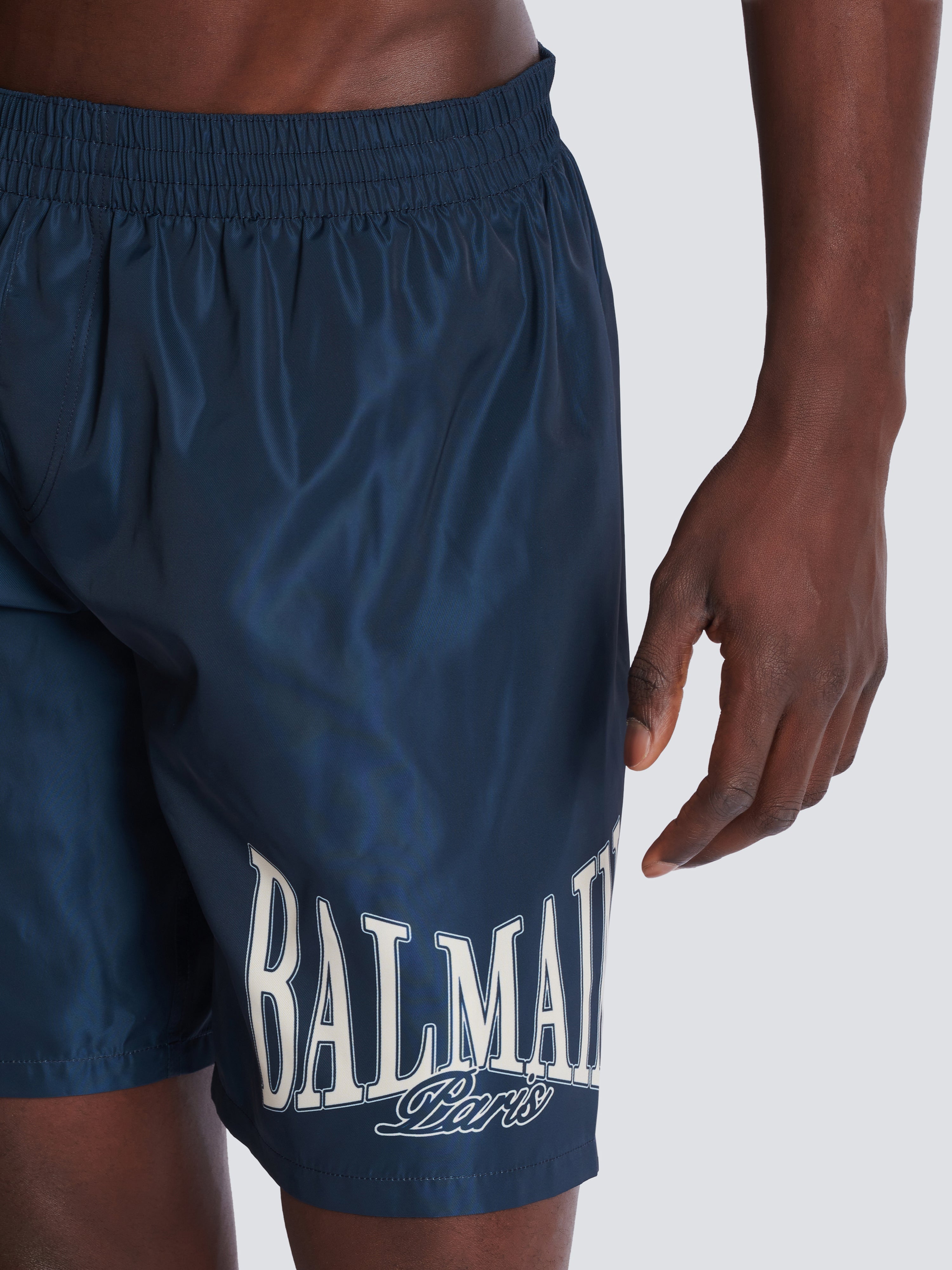 Swim shorts with Balmain College logo Navy - Men I Balmain