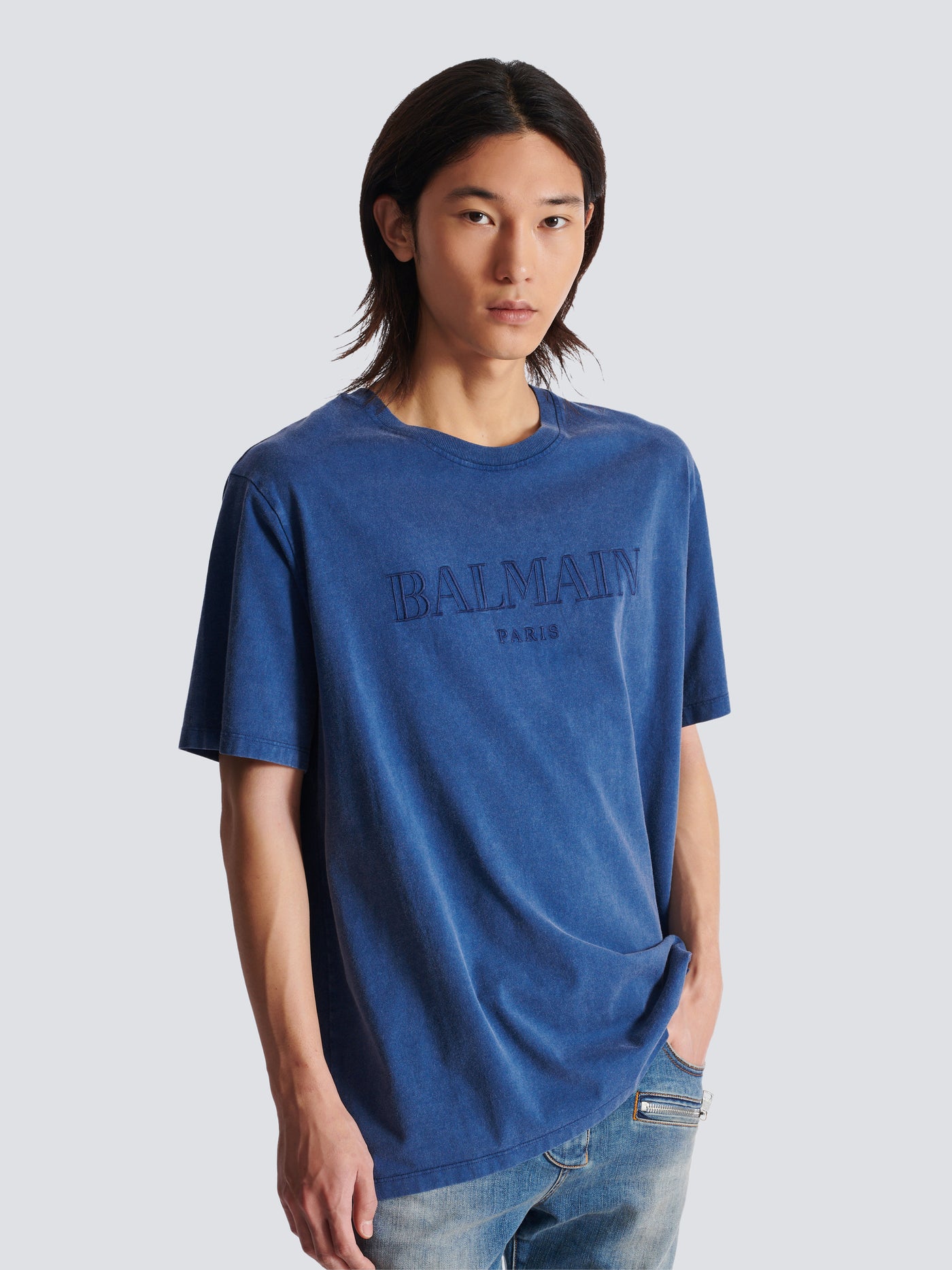 Loose T-shirt with vintage Balmain embroidery