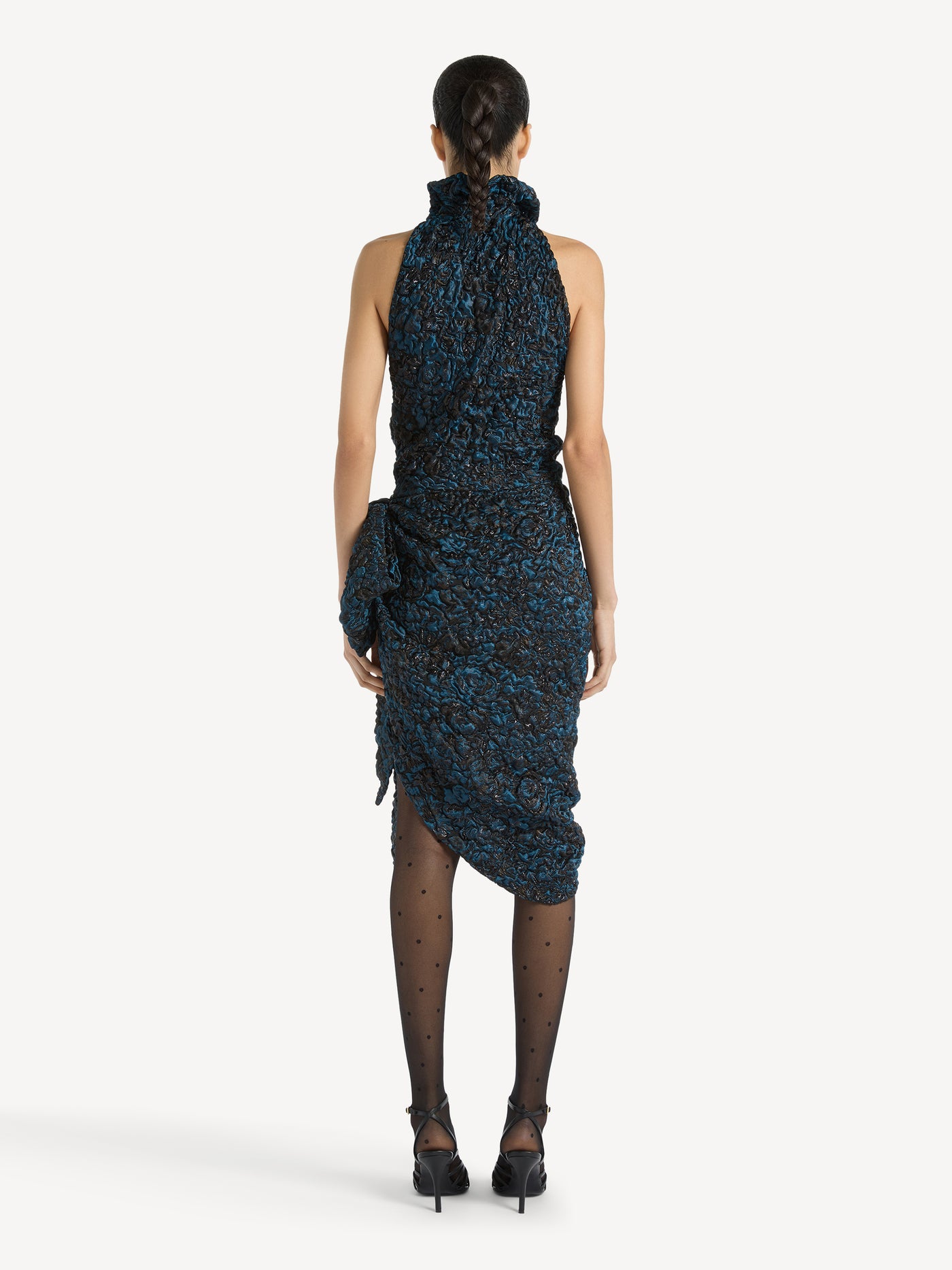 Drapiertes Kleid aus Cloqué-Jacquard