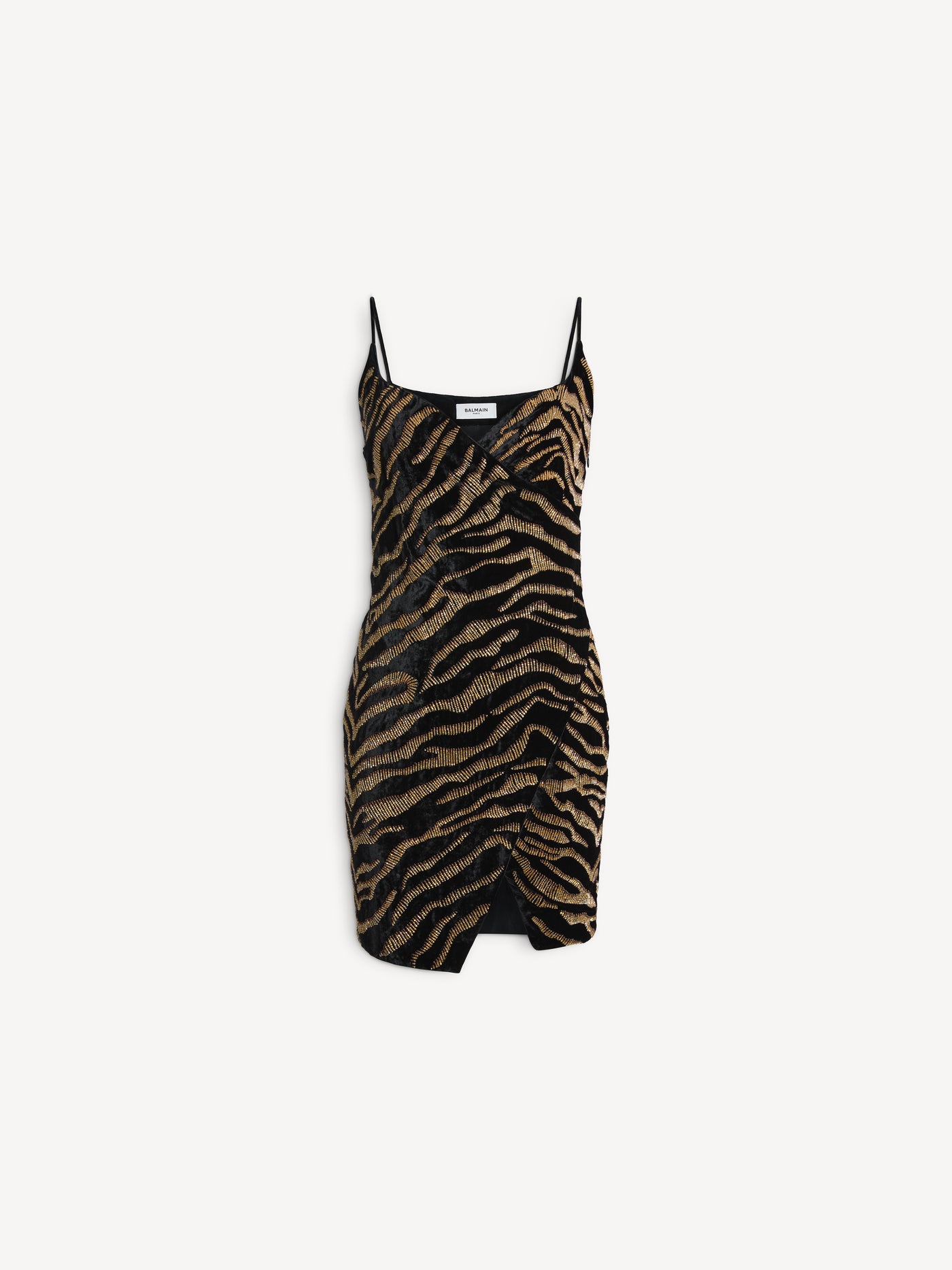 Velvet dress with tiger embroidery