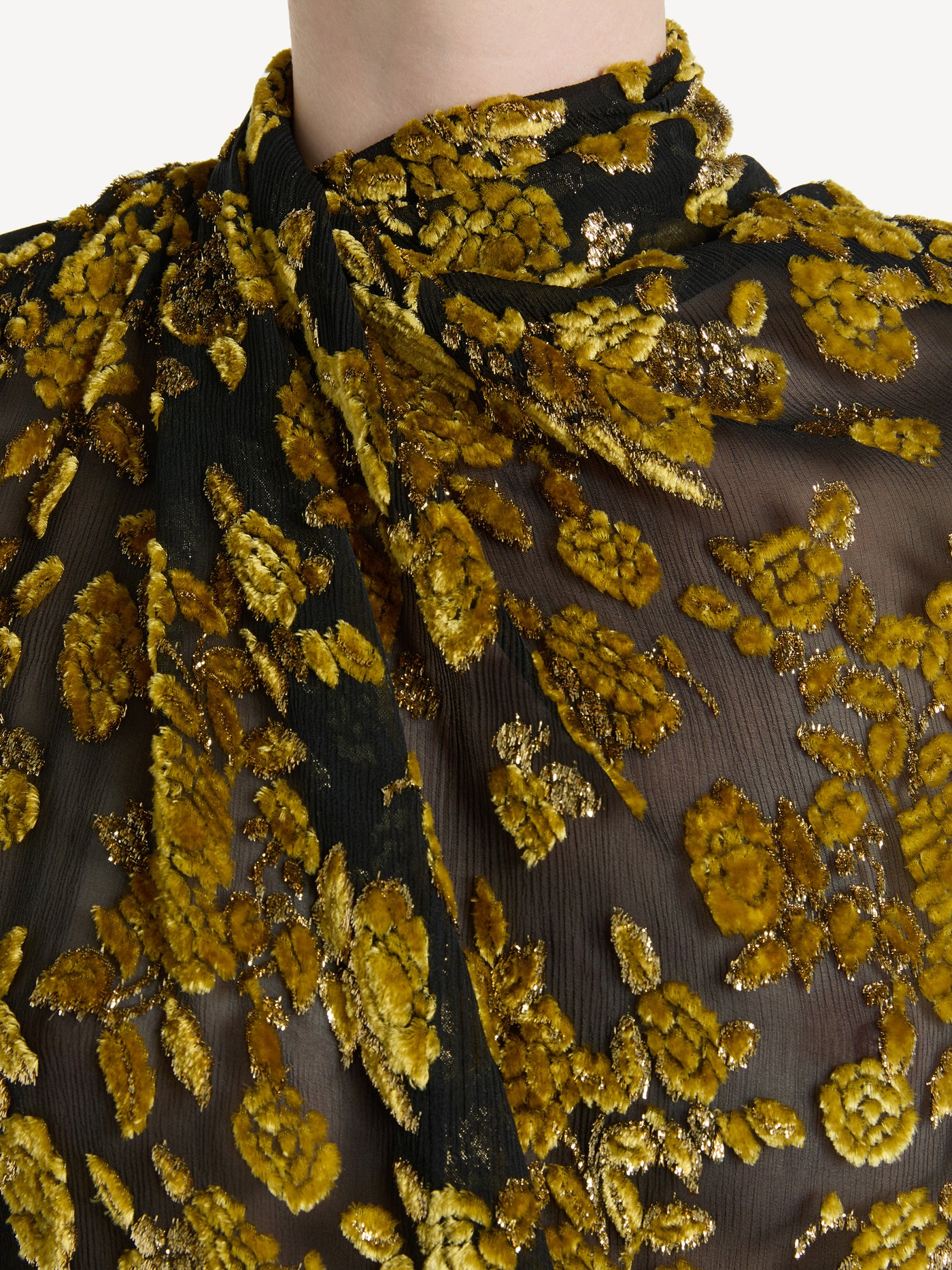 Draped velvet jacquard dress
