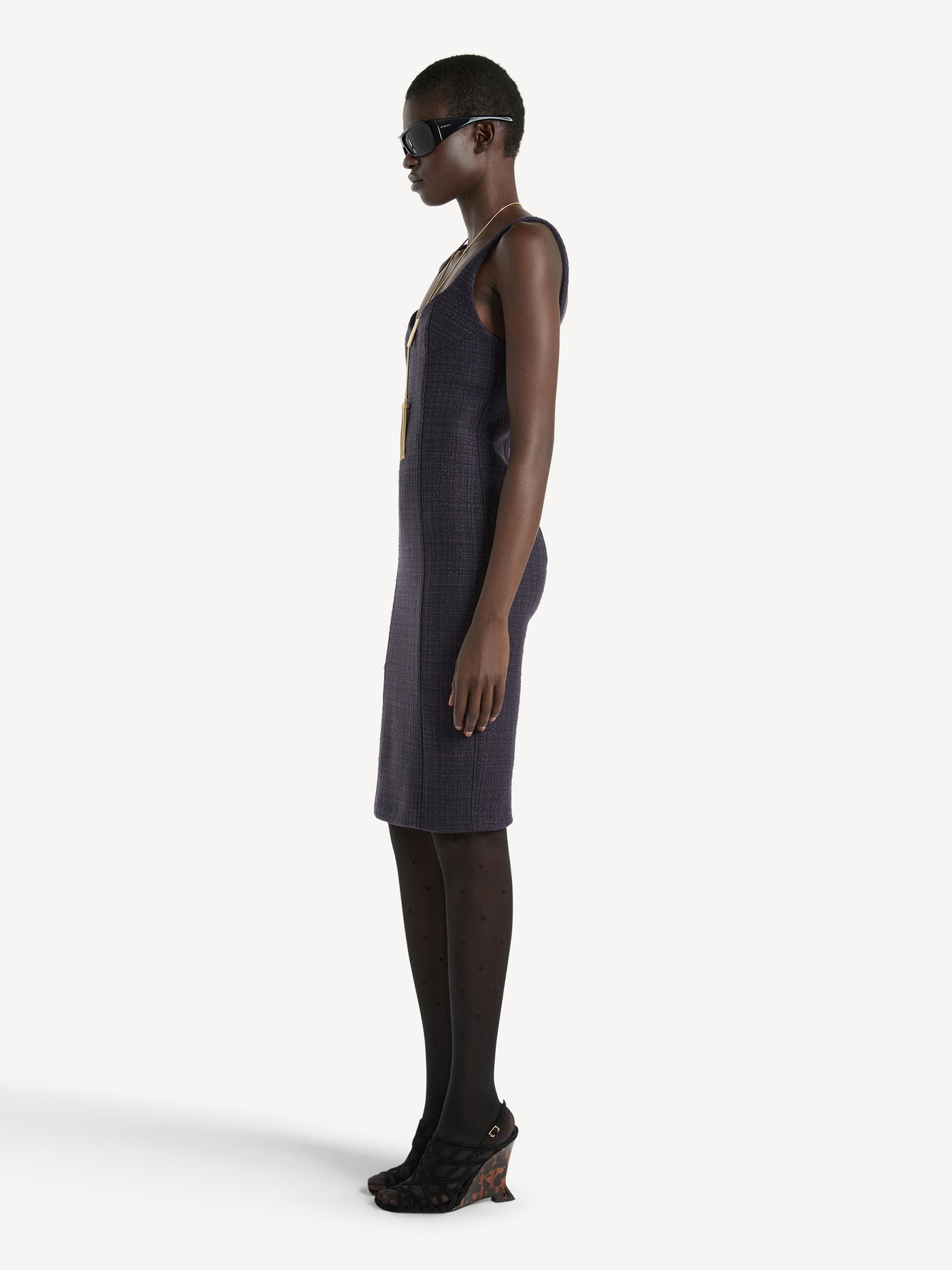 Tweed dress with spaghetti straps