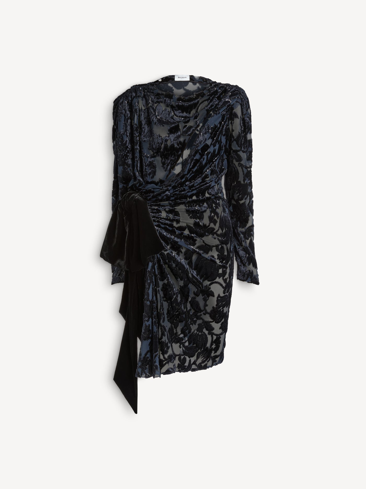 Draped velvet jacquard dress