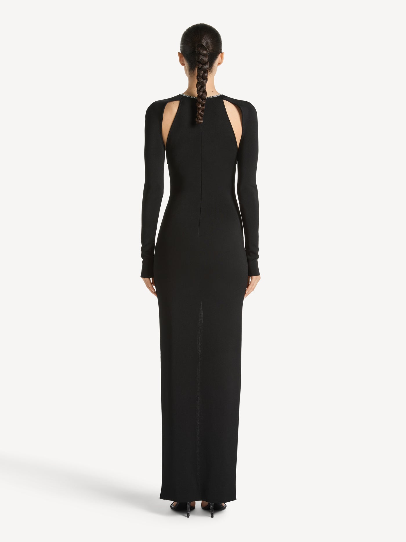 Long dress in Milano jersey with crystals
