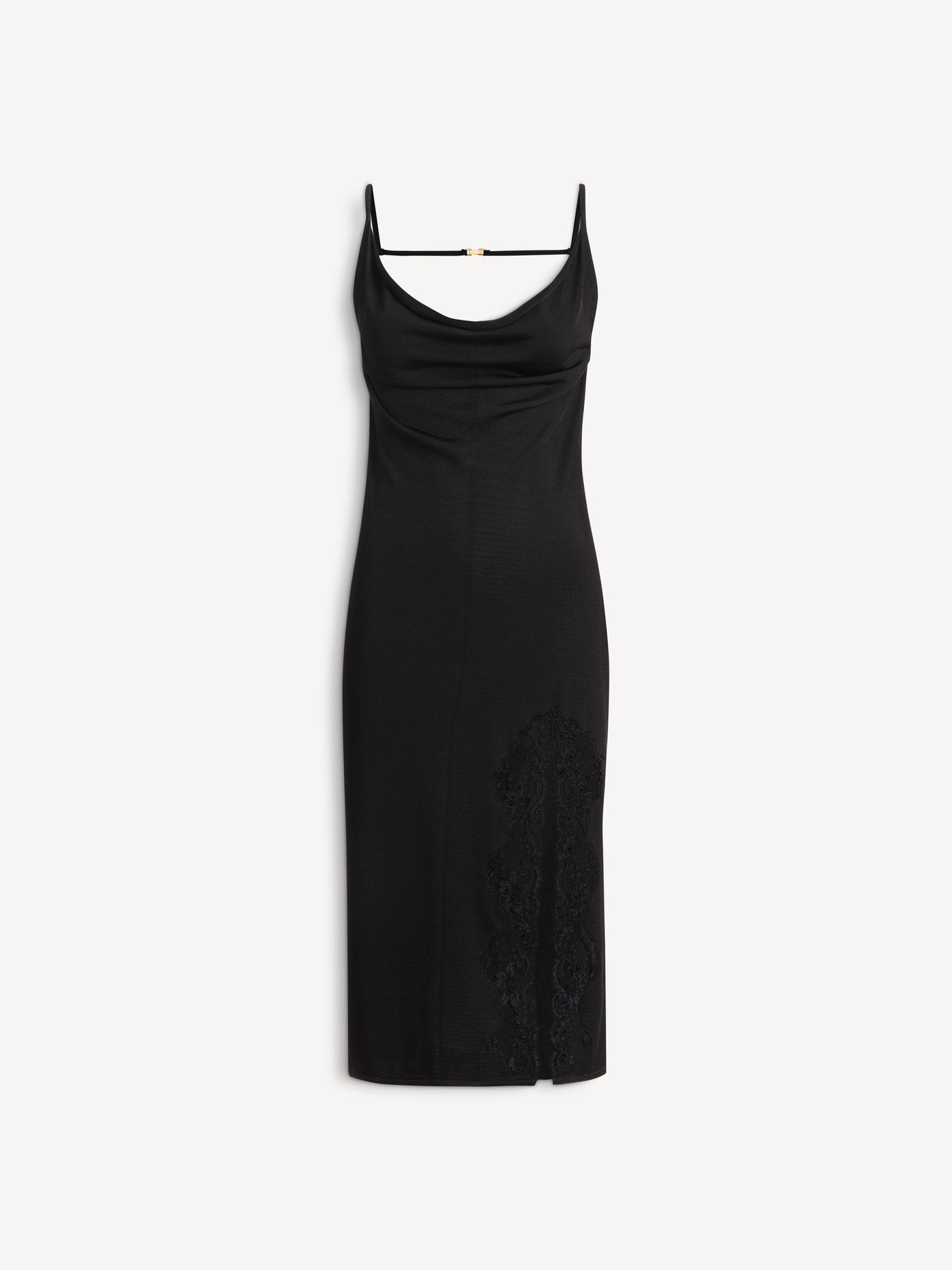 Knit fabric and lace dress with spaghetti straps