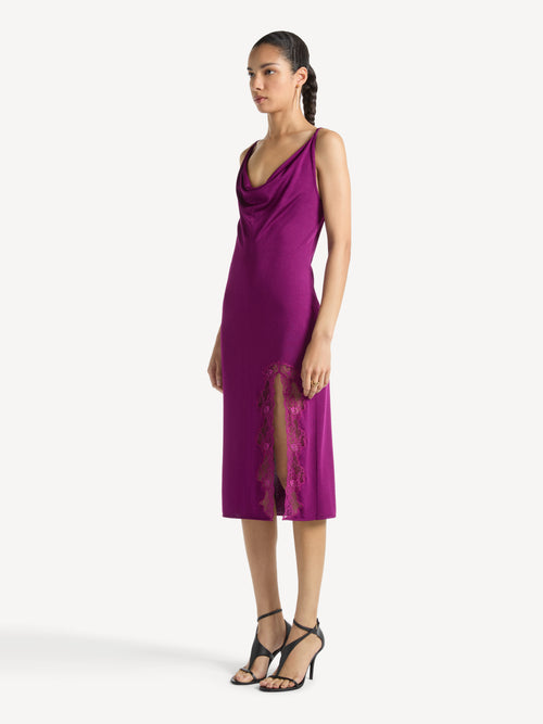 Knit fabric and lace dress with spaghetti straps