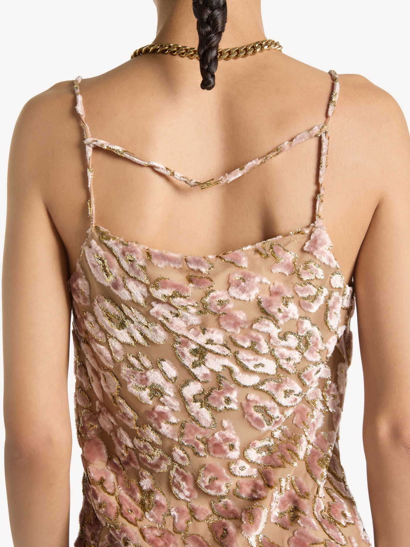 Velvet jacquard dress with spaghetti straps