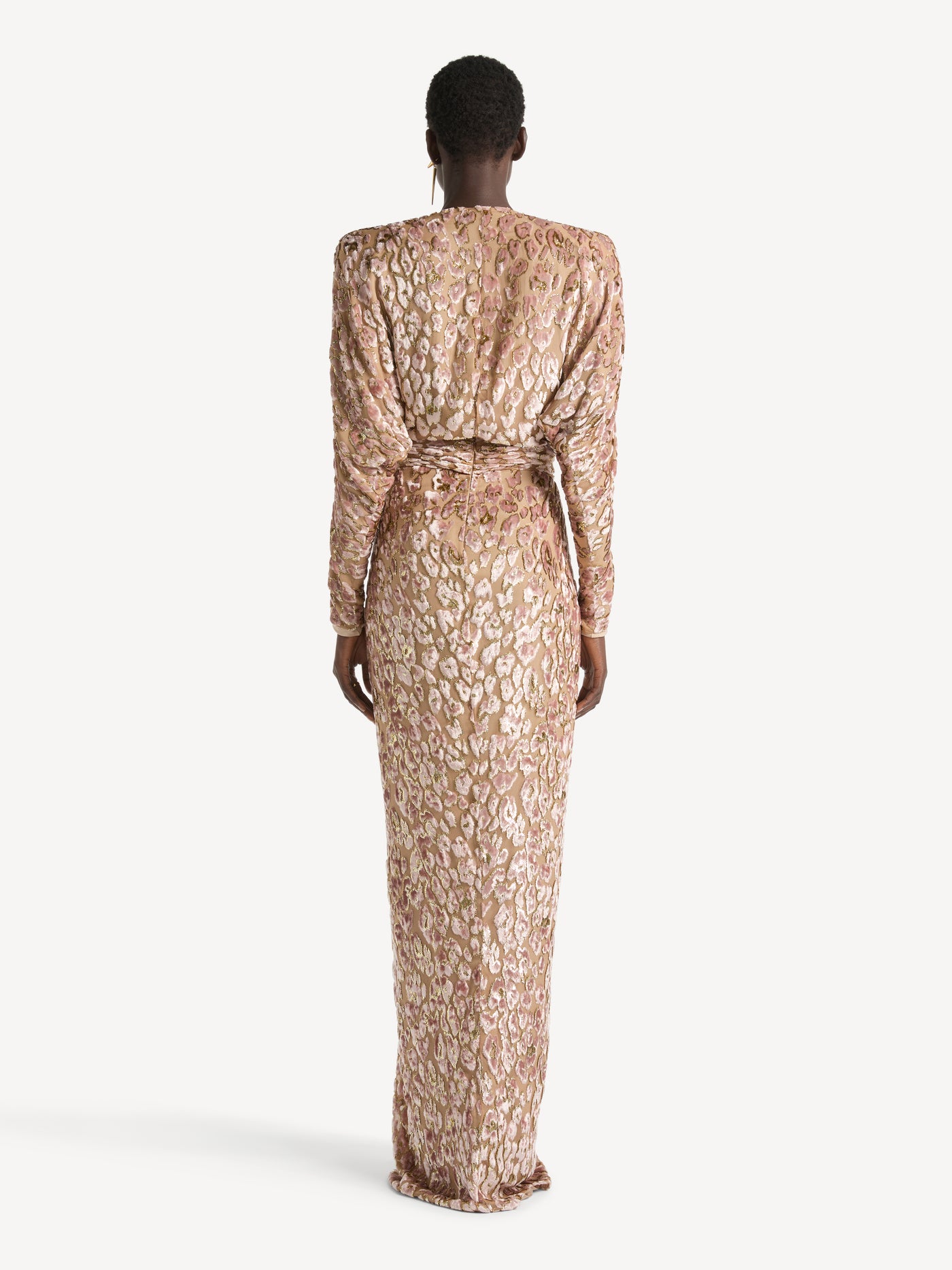 Draped velvet jacquard dress