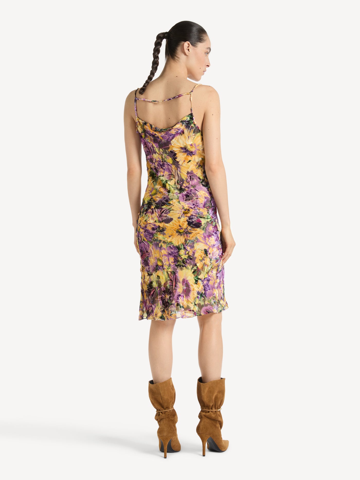 Abito con spalline sottili in jacquard effetto velluto