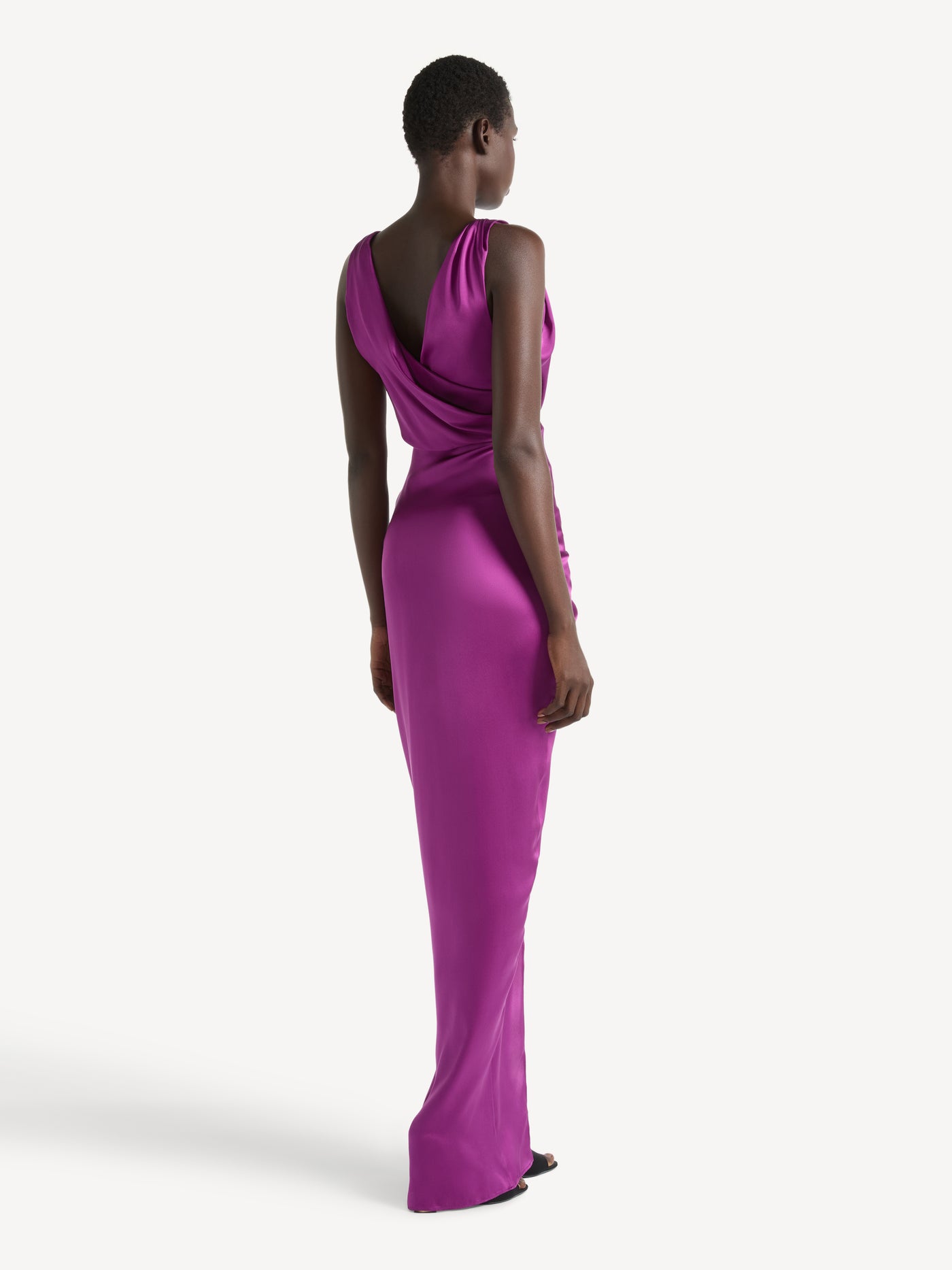 Draped silk satin dress