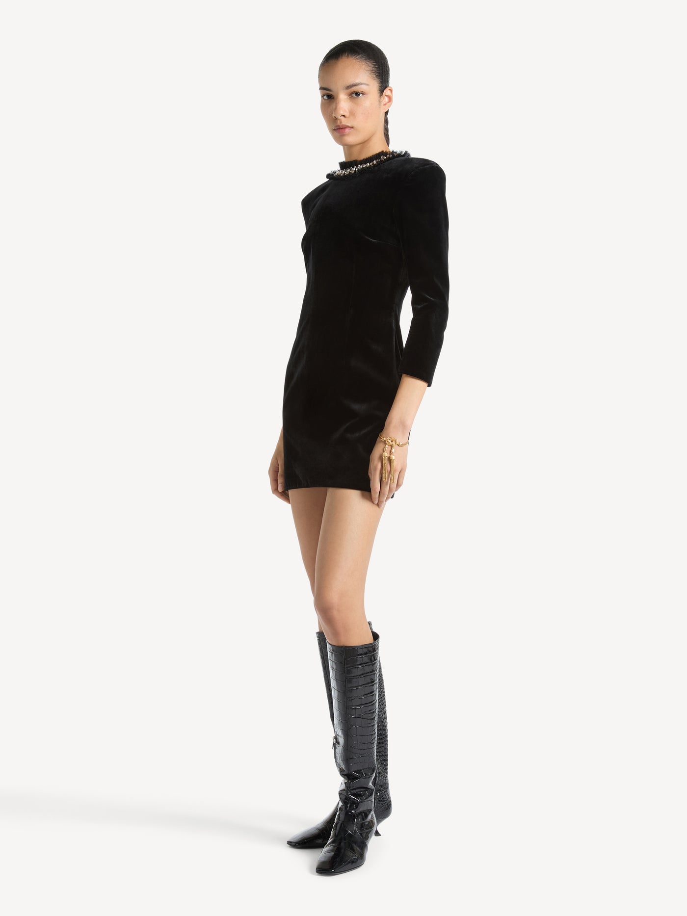 Velvet dress with crystals