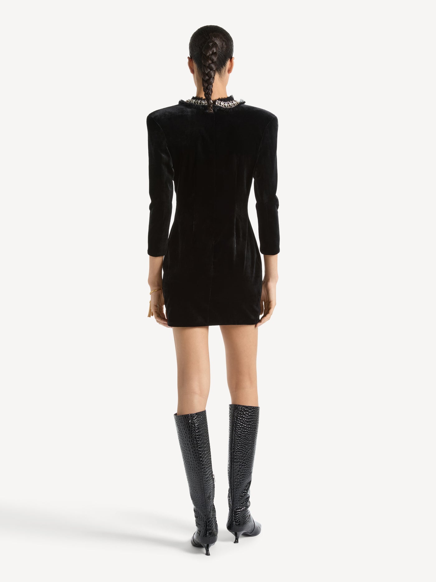 Velvet dress with crystals