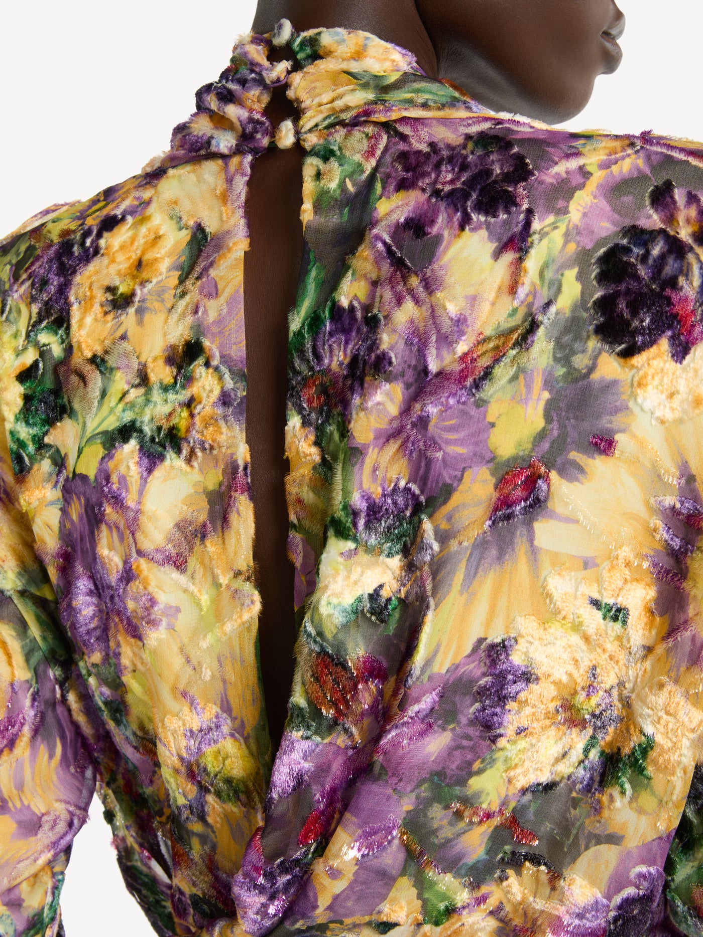 Robe drapée en jacquard velours