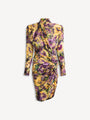 Robe drapée en jacquard velours