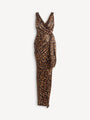 Draped silk satin dress with print