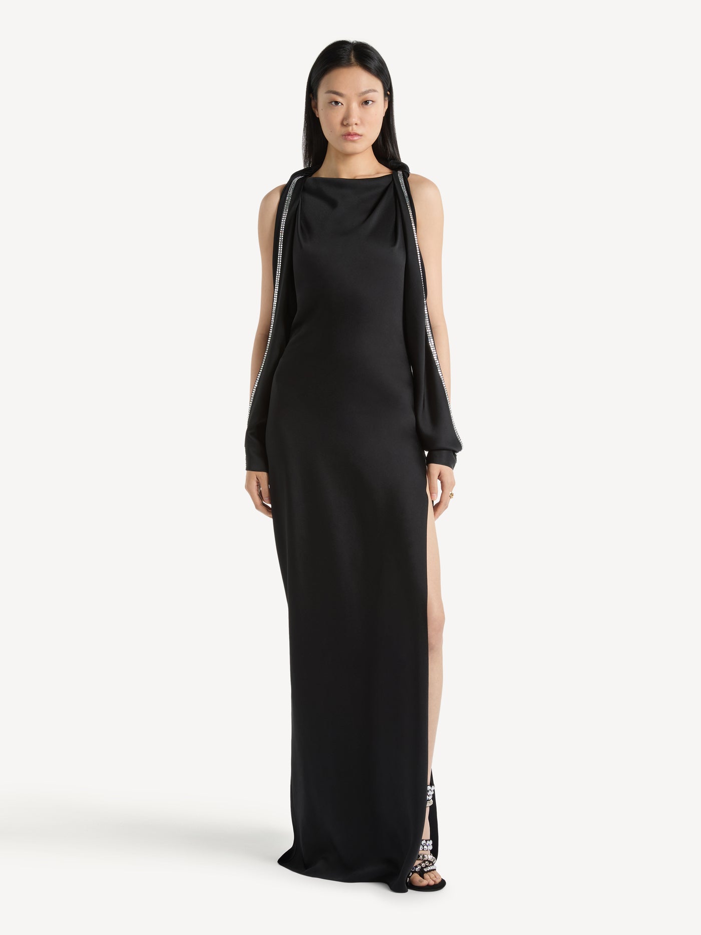 Cady crepe dress with crystals