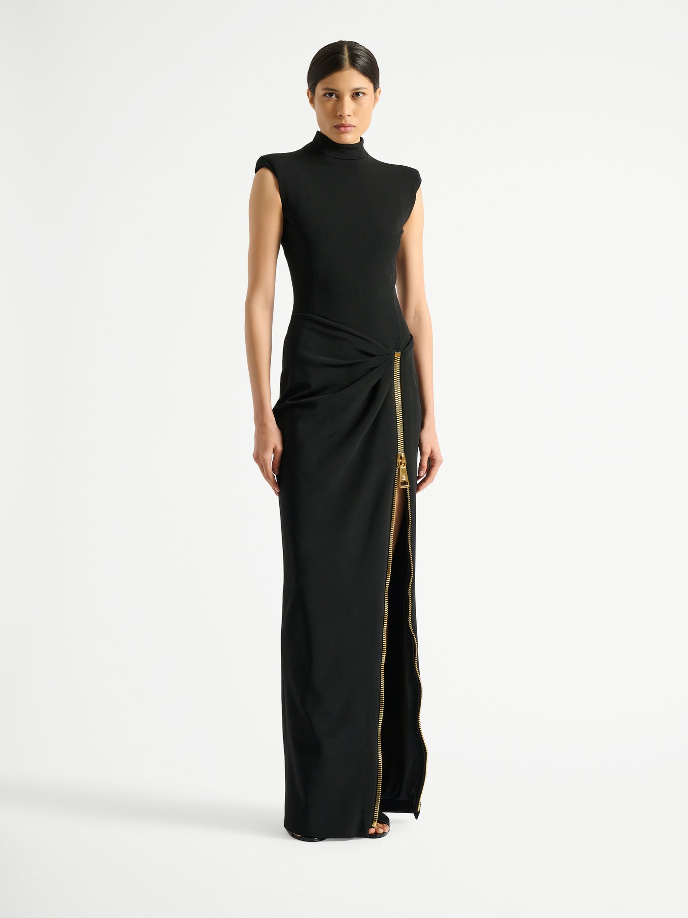 Robe longue fendue en jersey