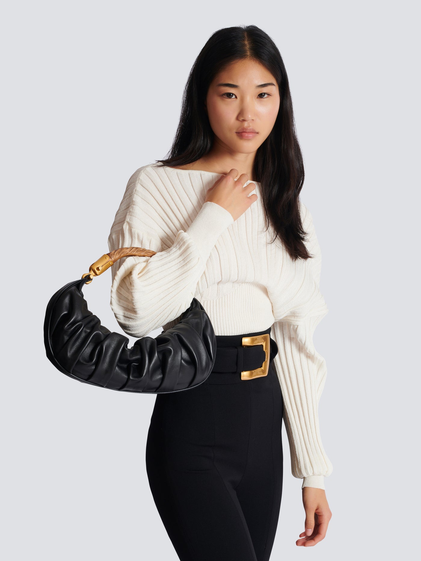 Sac Ébène Medium en cuir de veau