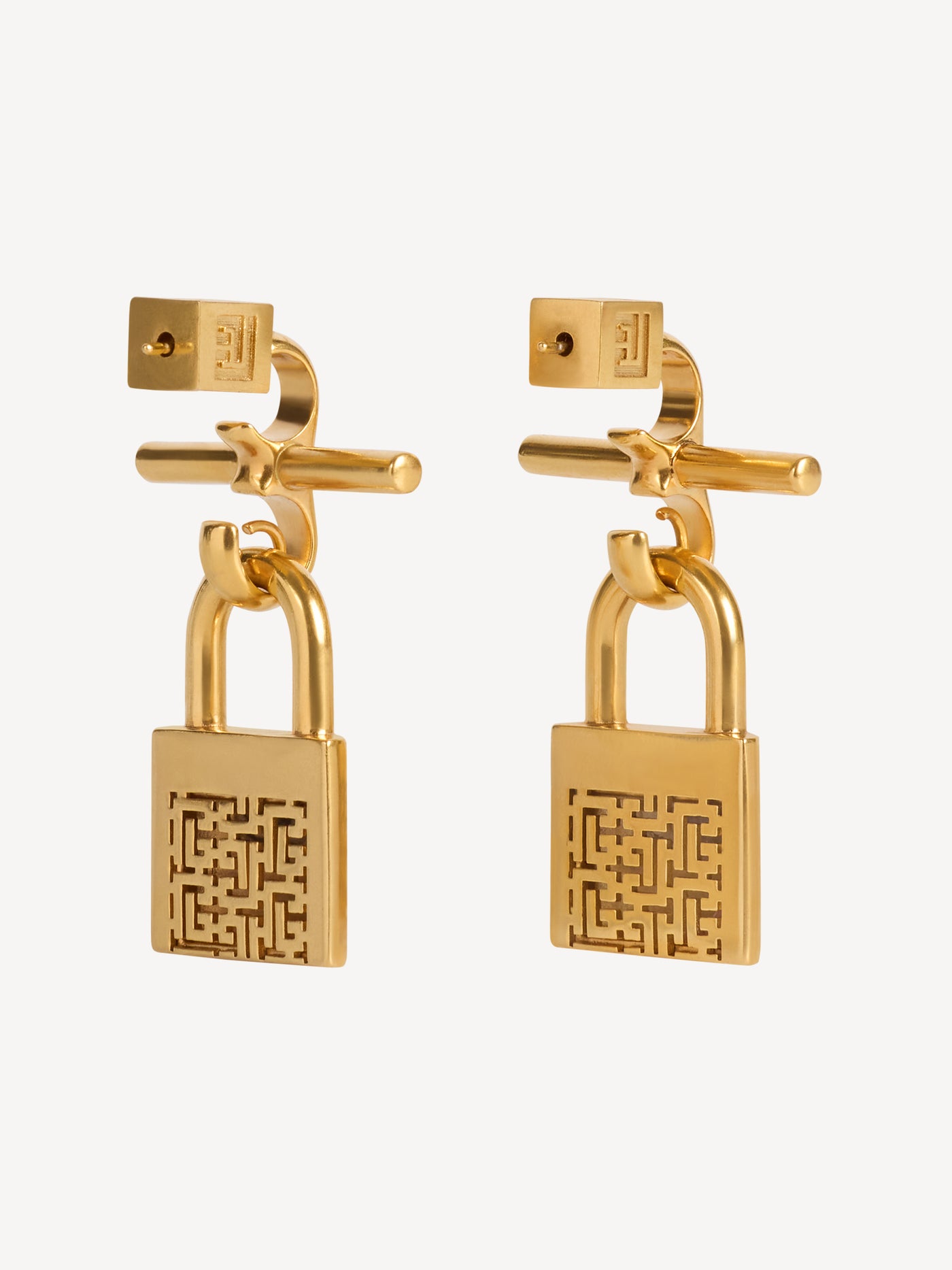 Brass Pulse padlock earrings