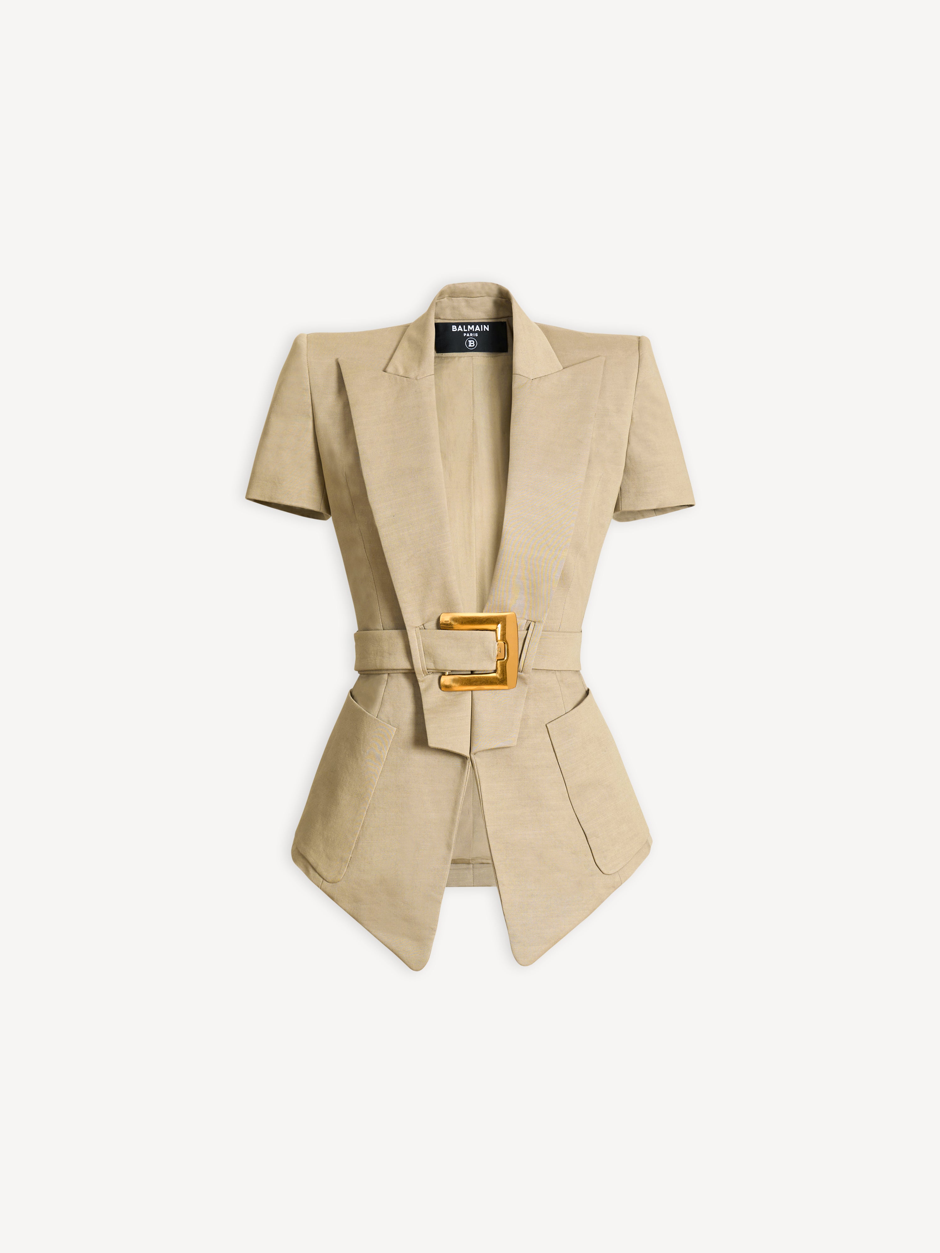 Belted gabardine Anthem jacket Beige - Women I Balmain