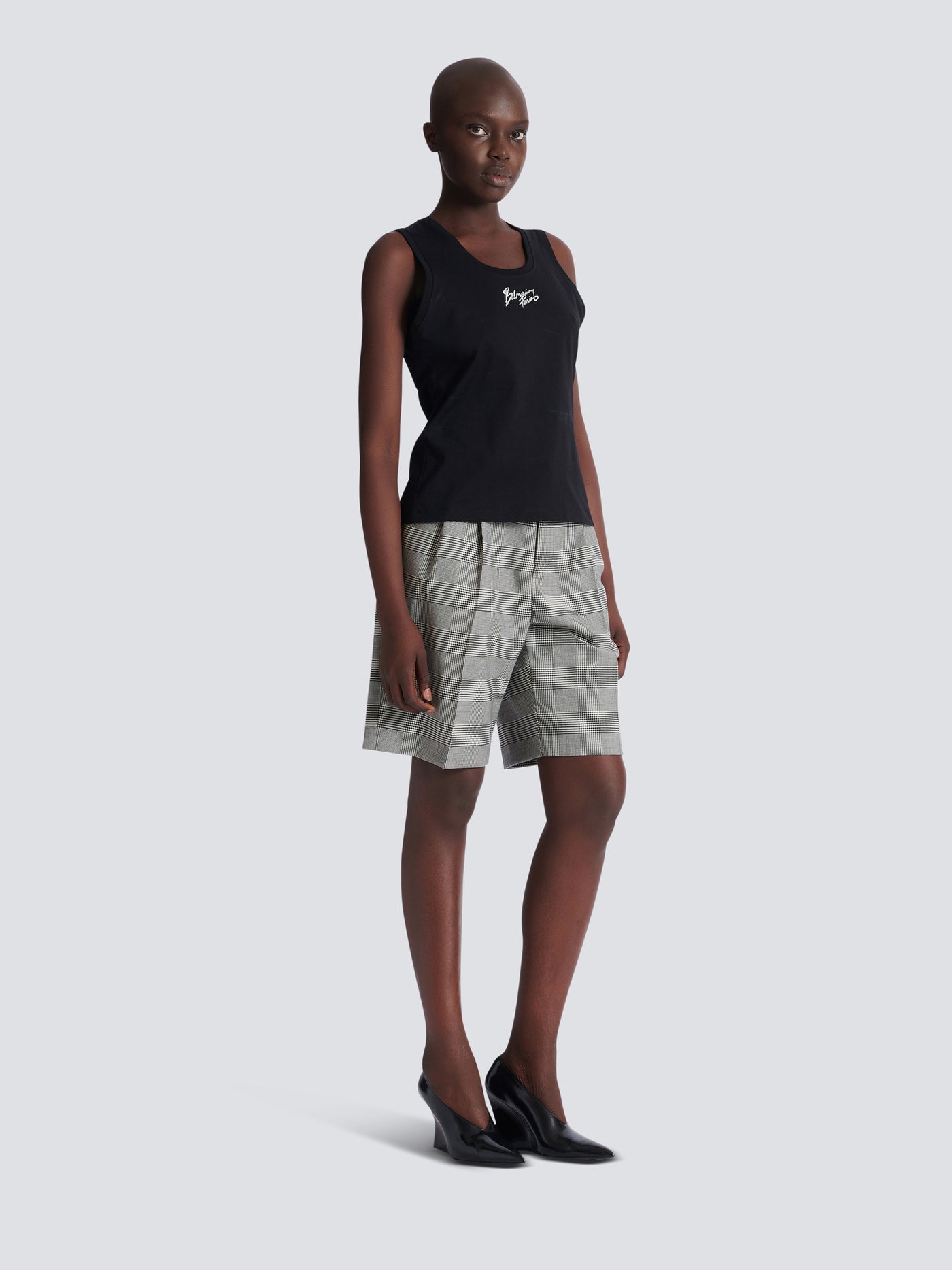 Relaxed tank top with Balmain Paris Brush print