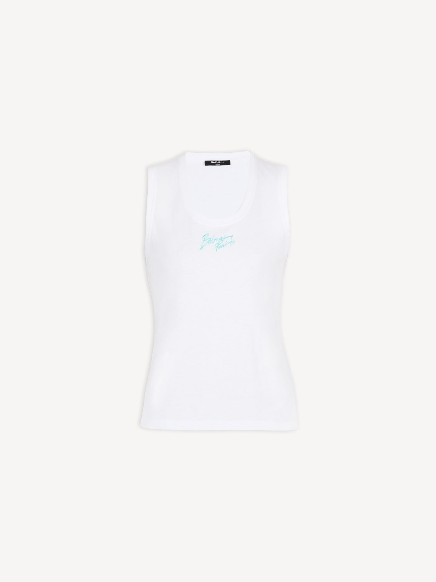 Relaxed tank top with Balmain Paris Brush print