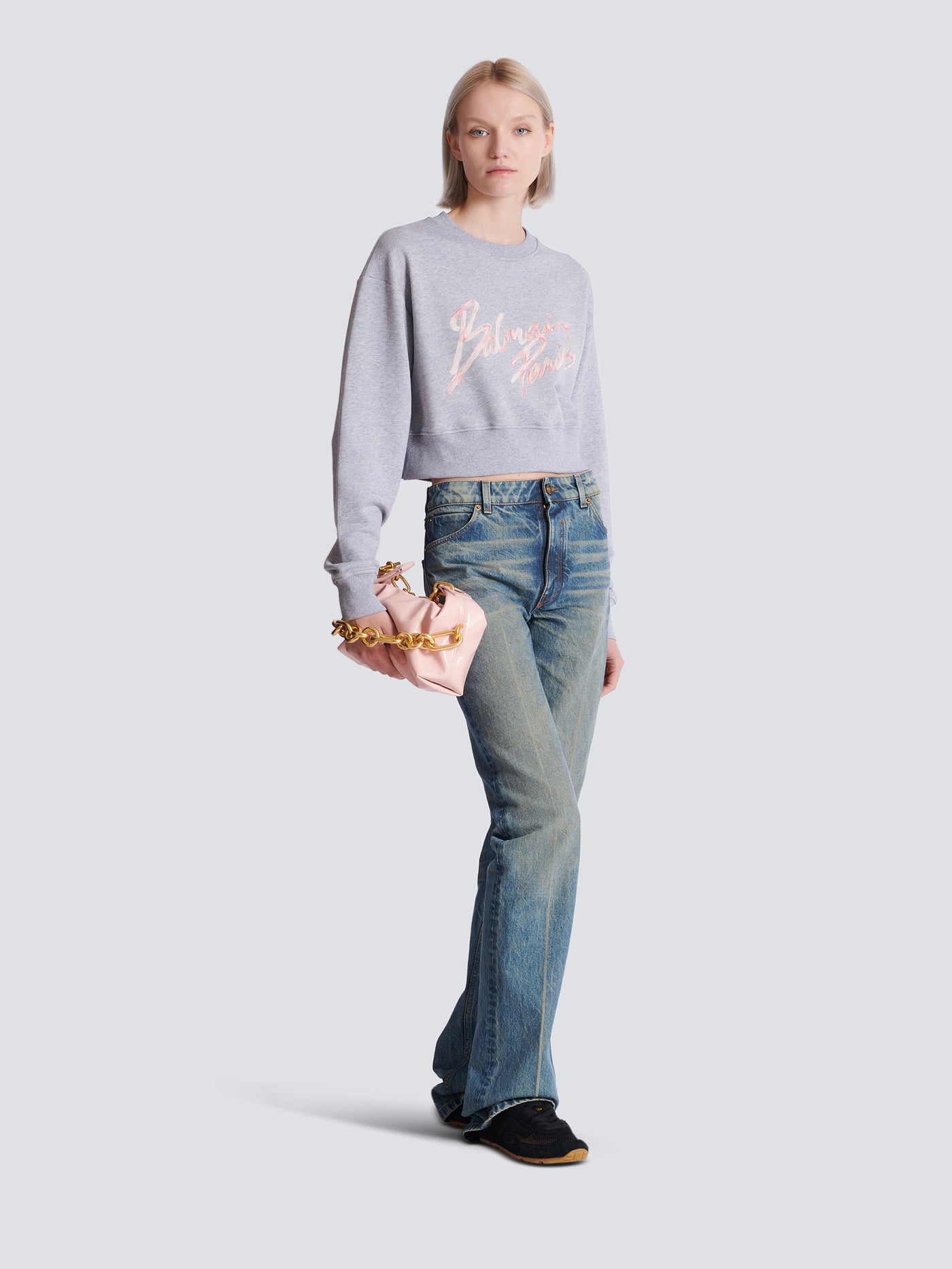 Sweatshirt court en coton à imprimé