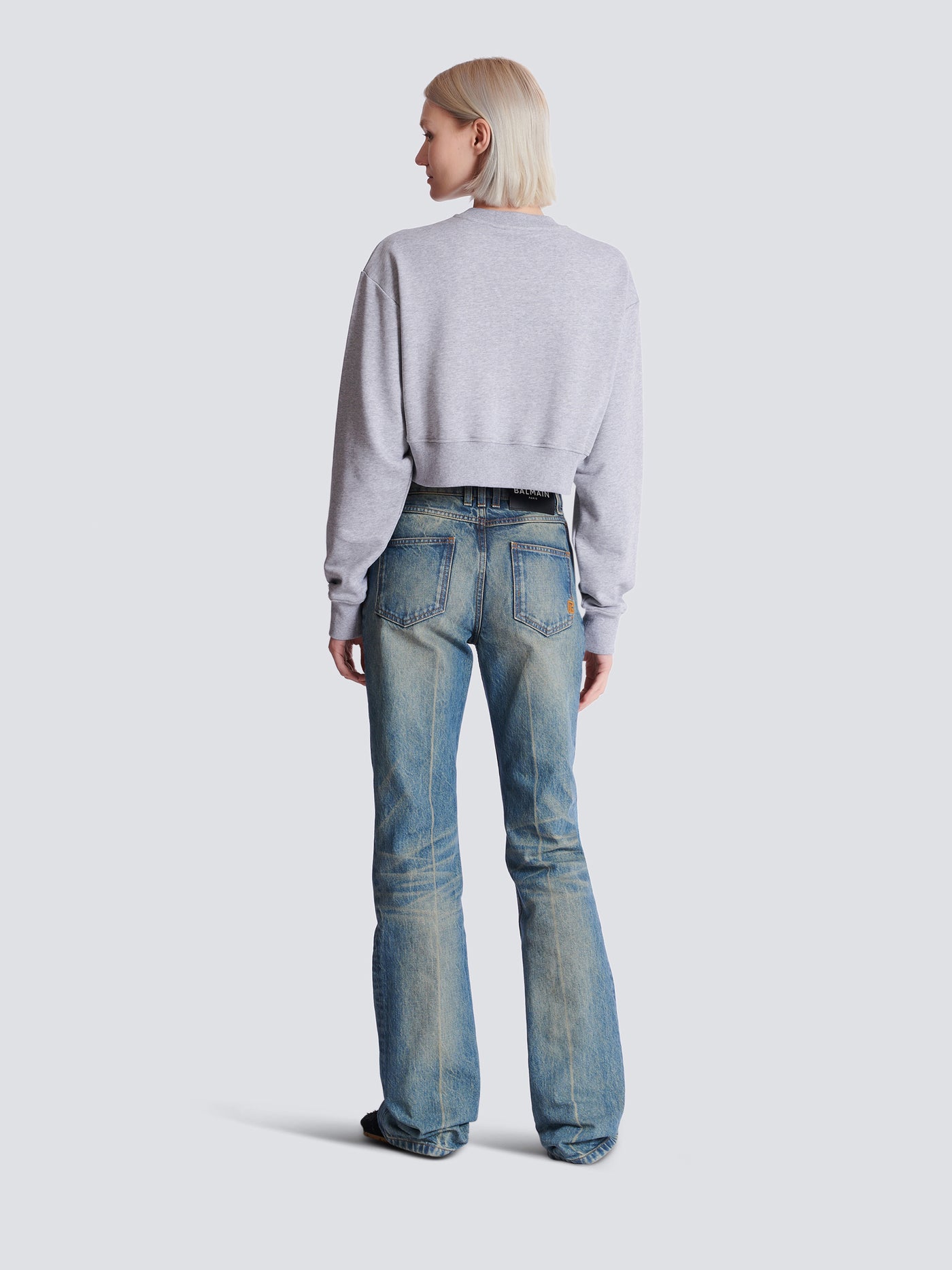 Cropped printed cotton sweatshirt