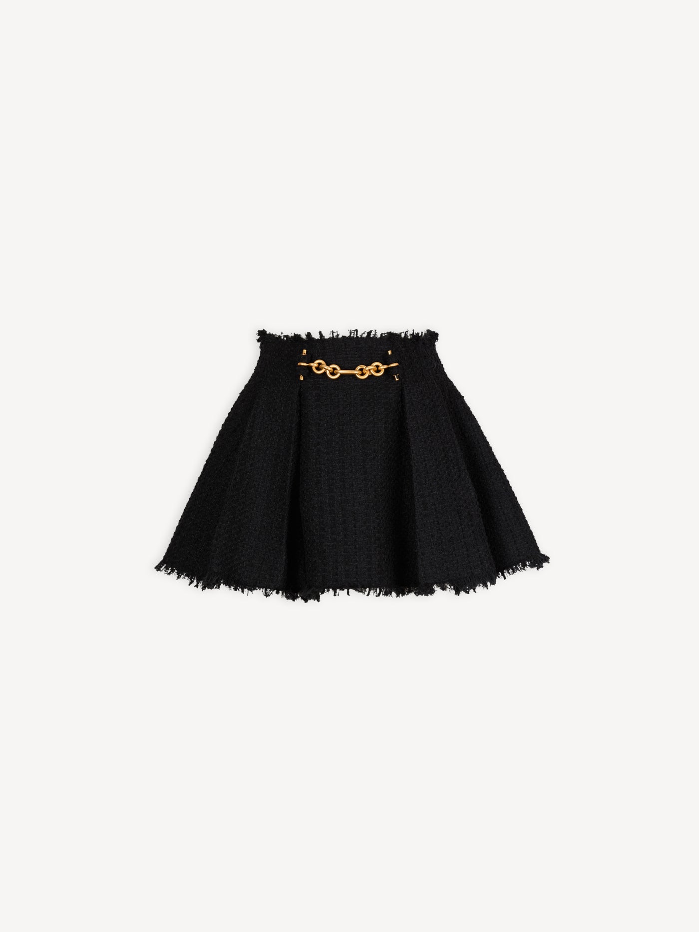 Pleated flared tweed skirt
