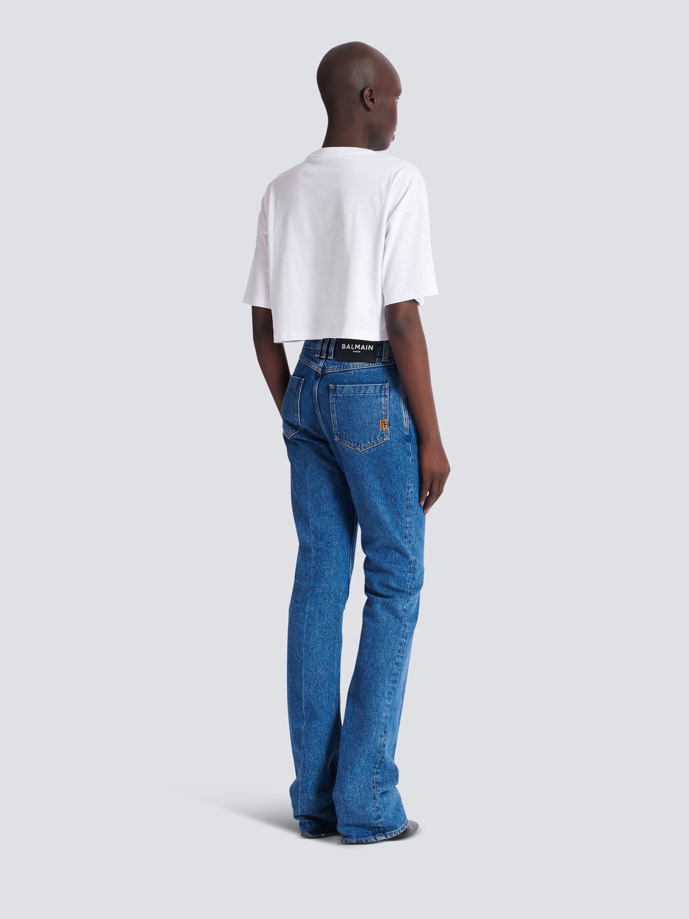 Straight-leg denim jeans