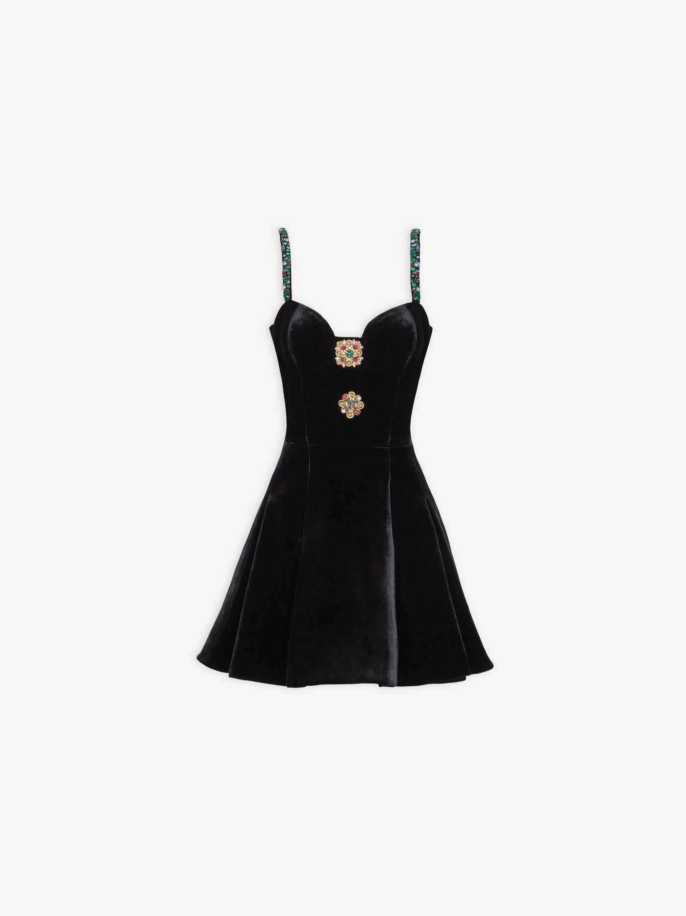 Embellished strappy velvet dress