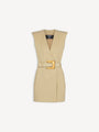 Robe courte ceinturée en gabardine