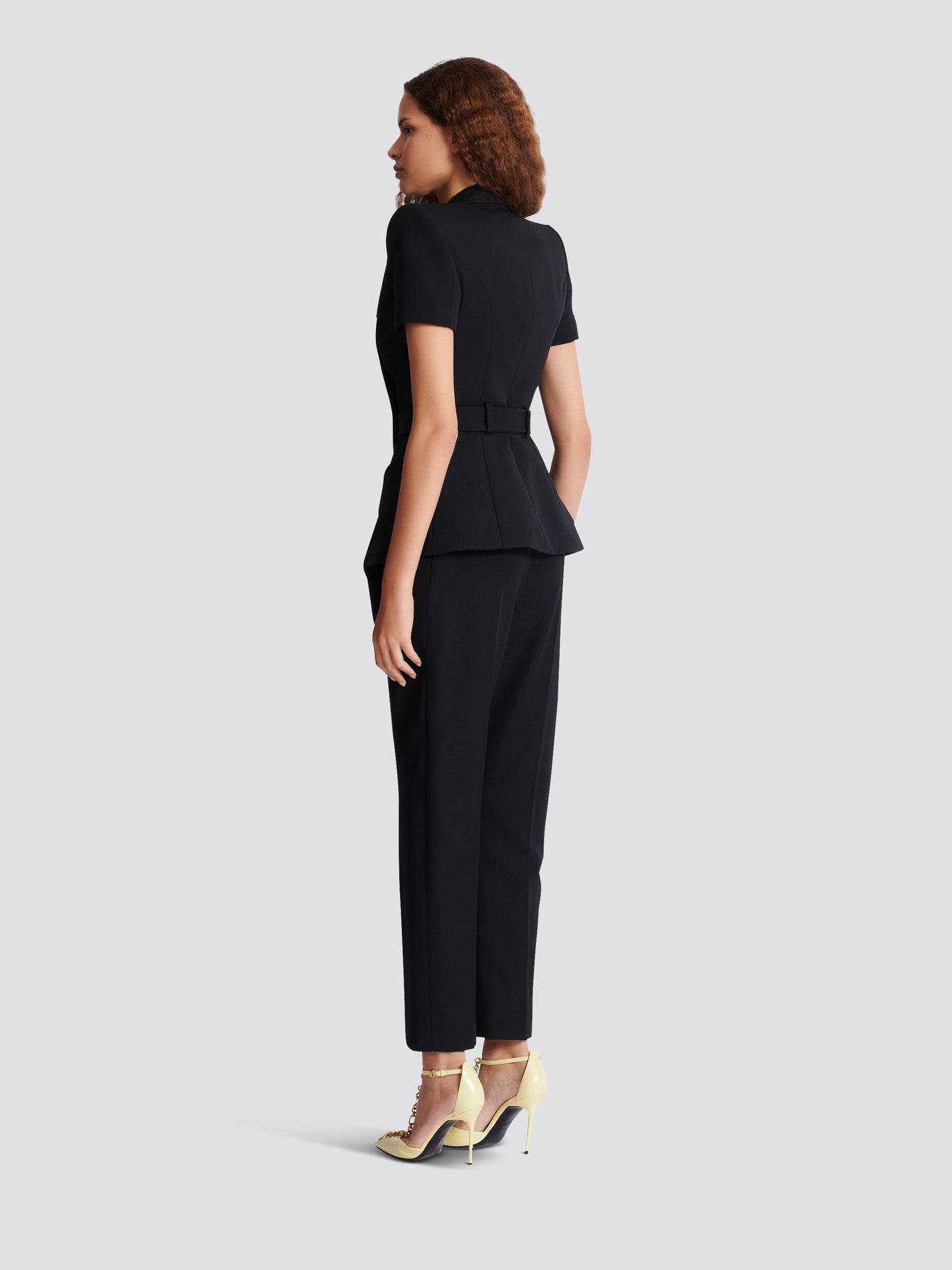 Veste en grain de poudre avec détail ceinture