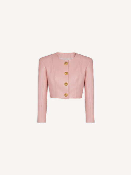 Cropped lambskin jacket