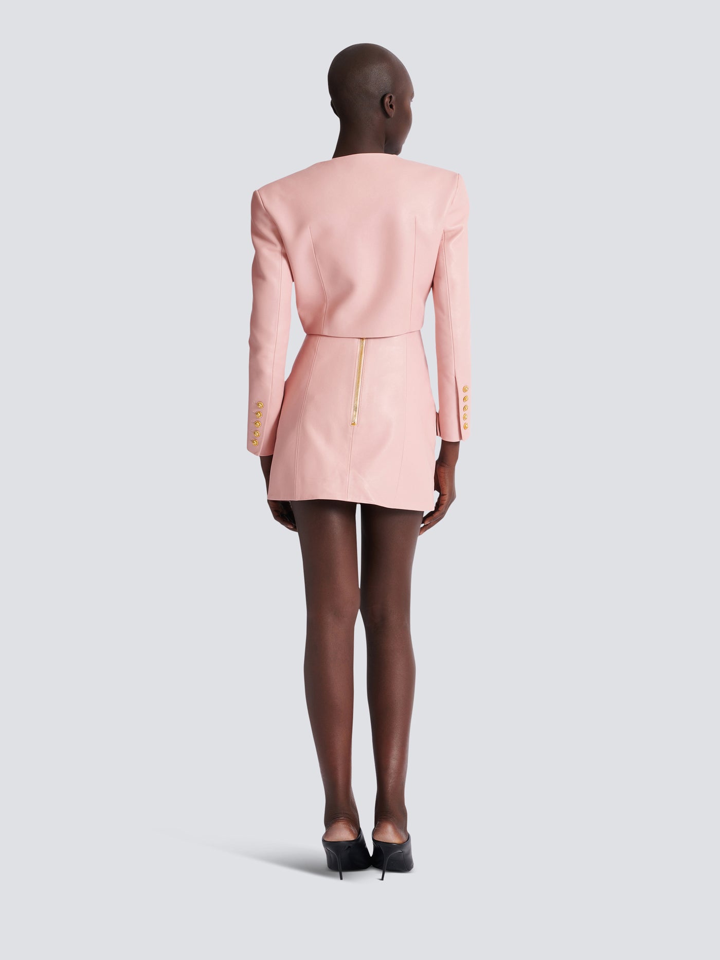 Cropped lambskin jacket