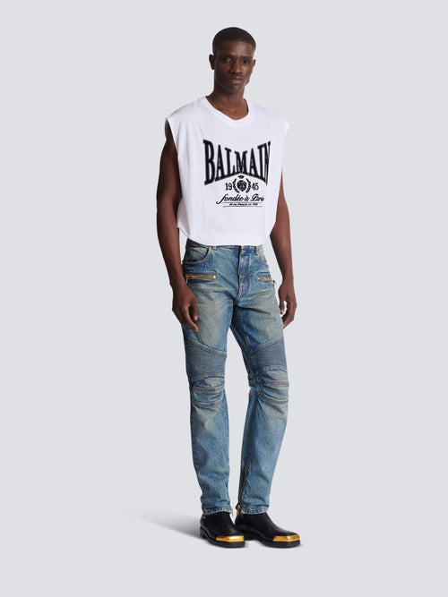 Pantalon biker en denim vintage