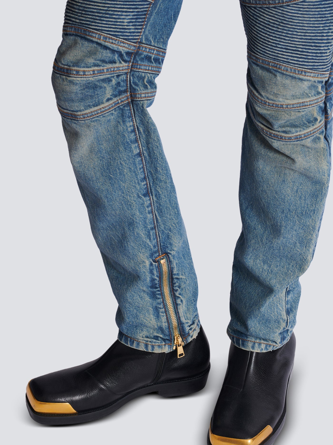 Pantalon biker en denim vintage
