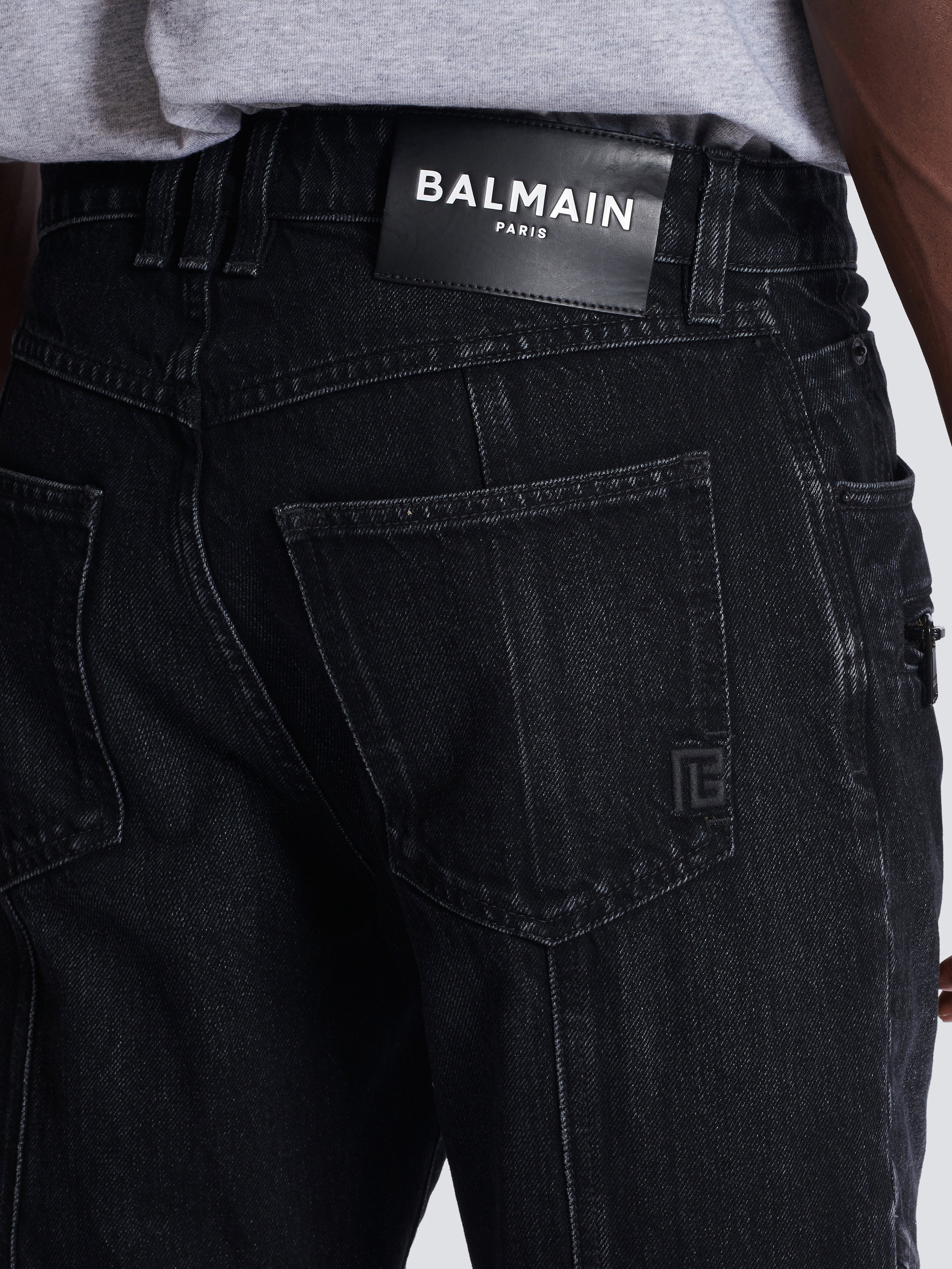 ブラック ヴィンテージデニム バイカーパンツ 黒 - メンズ | BALMAIN