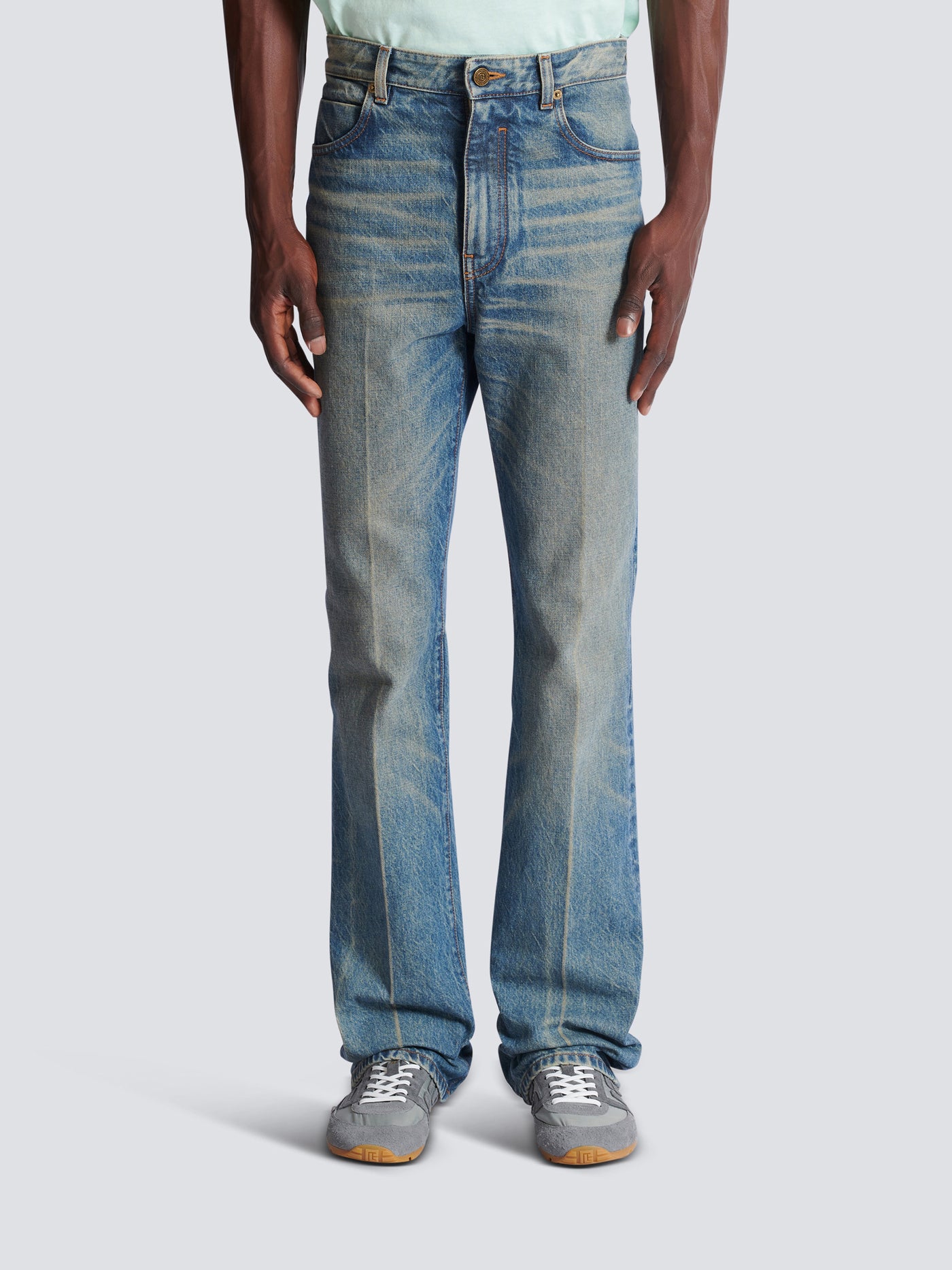 Pantalon droit jambe ajustée en denim vintage