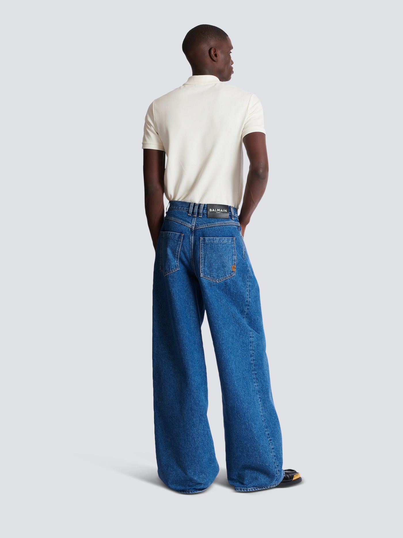Blue denim wide-leg jeans