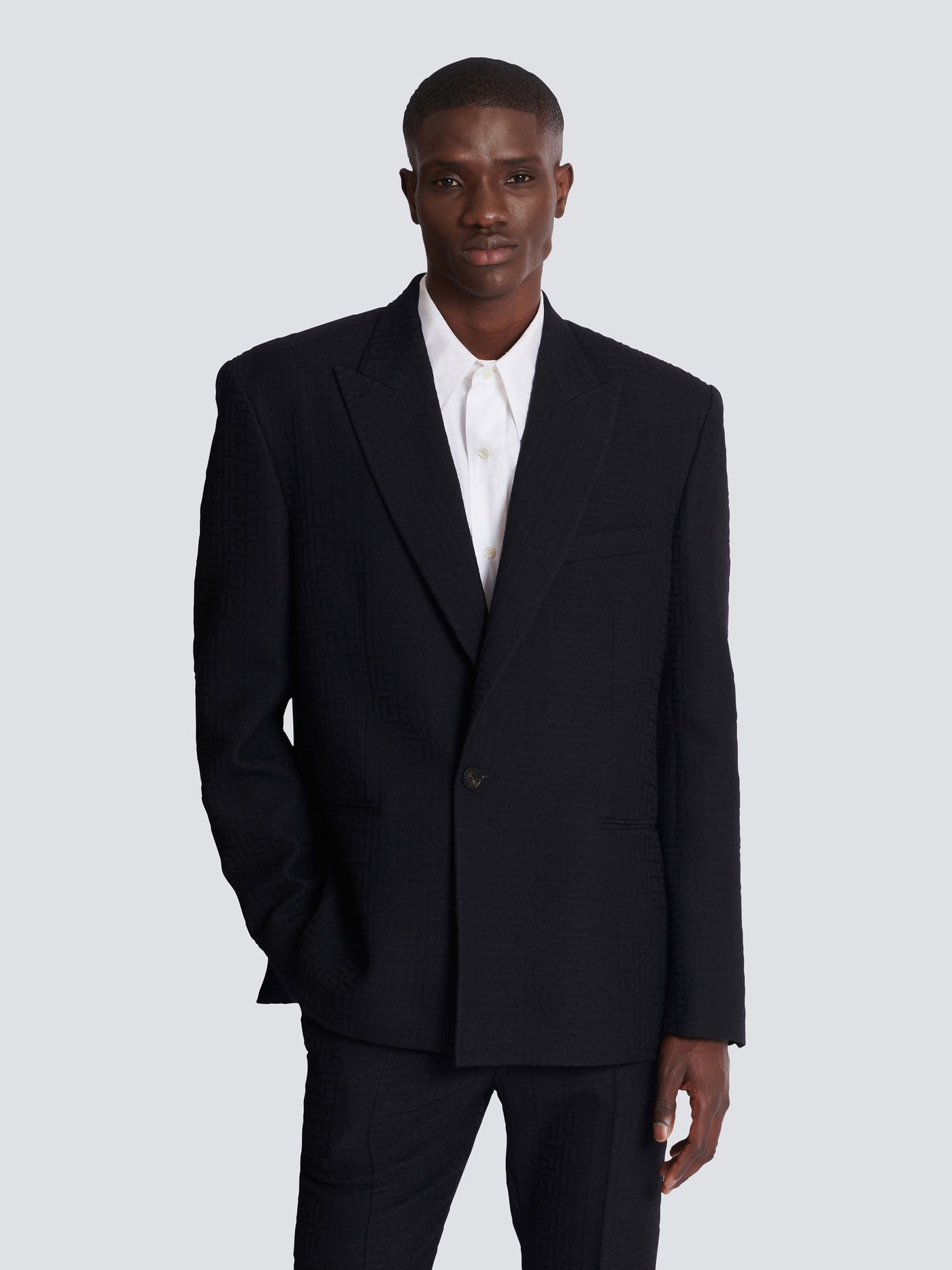 Monogram grain de poudre 1-button jacket