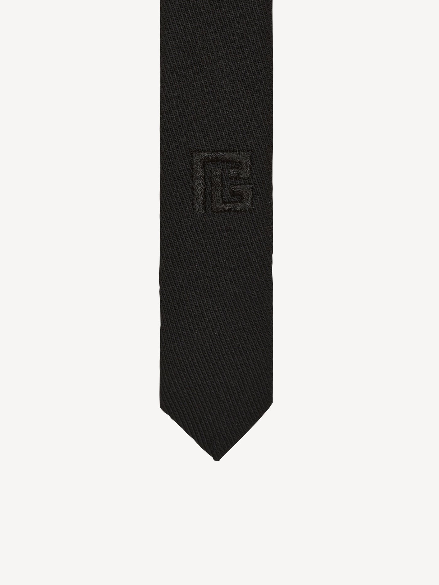 Cravate fine en laine avec broderie PB